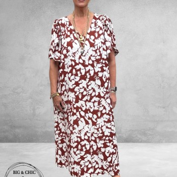 Kaffe Curve Jurk Maxi Cevia Henna-Chalk-Flowers