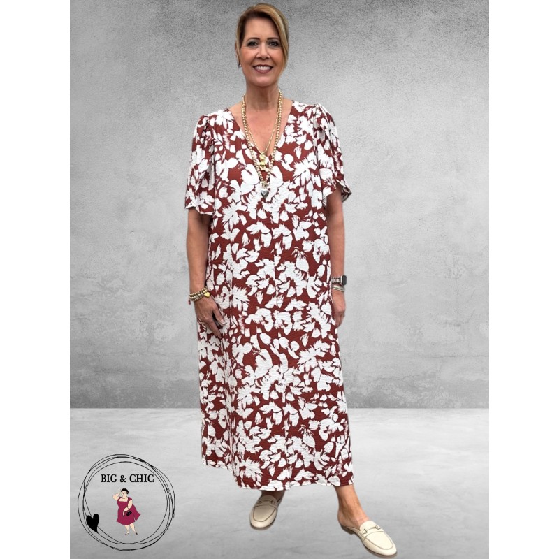 Kaffe Curve Jurk Maxi Cevia Henna-Chalk-Flowers