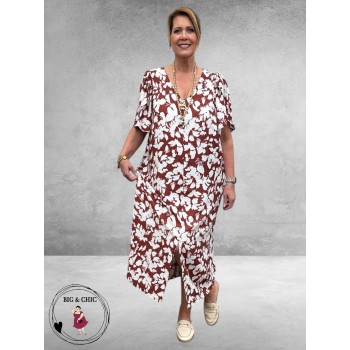 Kaffe Curve Jurk Maxi Cevia Henna-Chalk-Flowers