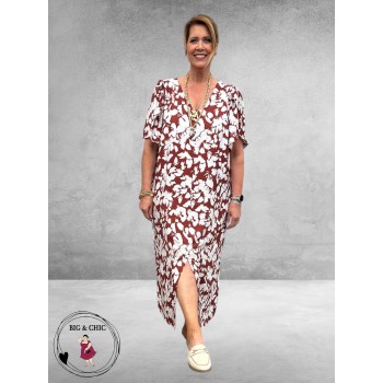 Kaffe Curve Jurk Maxi Cevia Henna-Chalk-Flowers