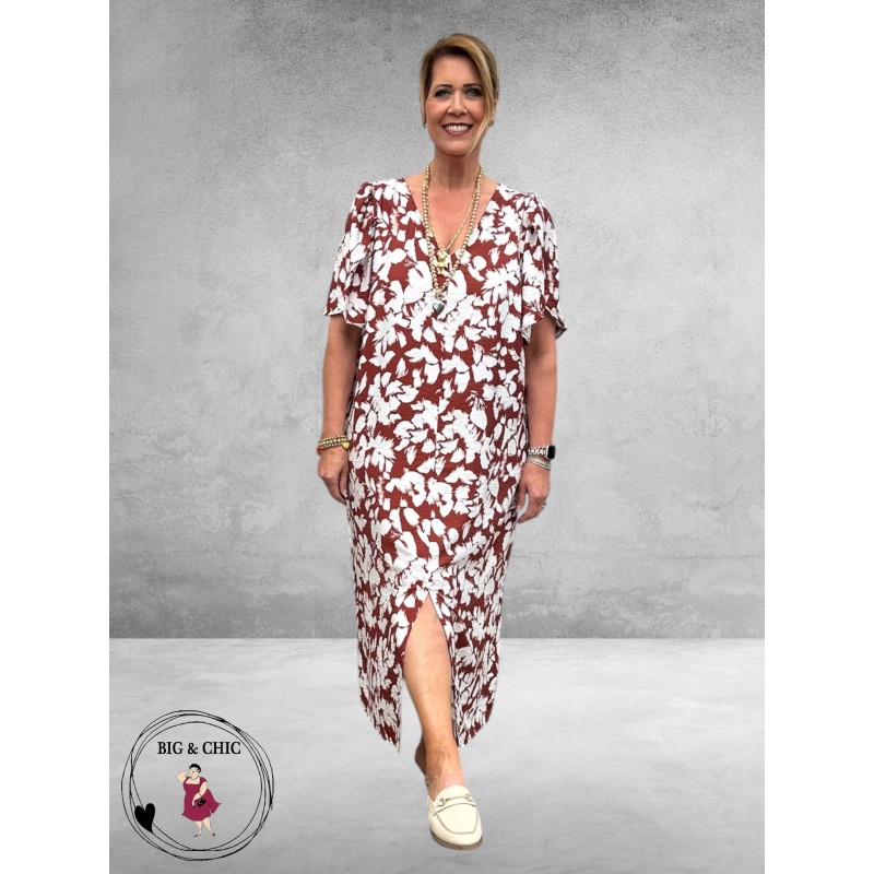 Kaffe Curve Jurk Maxi Cevia Henna-Chalk-Flowers