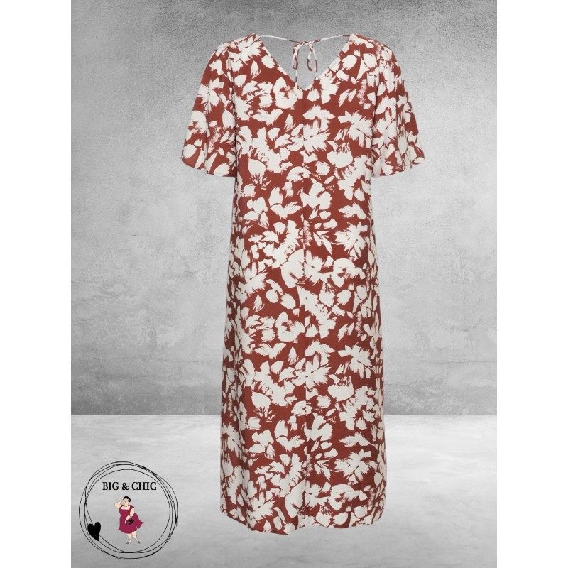 Kaffe Curve Jurk Maxi Cevia Henna-Chalk-Flowers