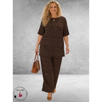 Kaffe curve Tuniek Myra Coffee Bean/Ecru Dots