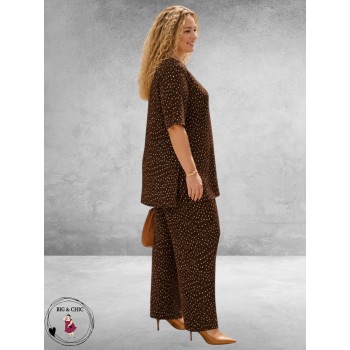 Kaffe curve Broek Myra Coffee Bean/Ecru Dots