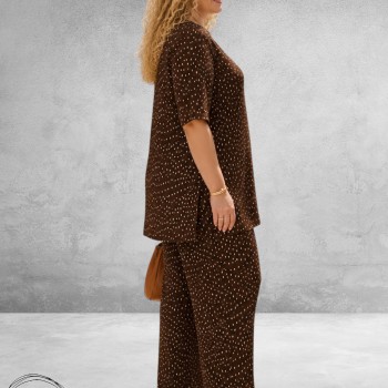 Kaffe curve Tuniek Myra Coffee Bean/Ecru Dots