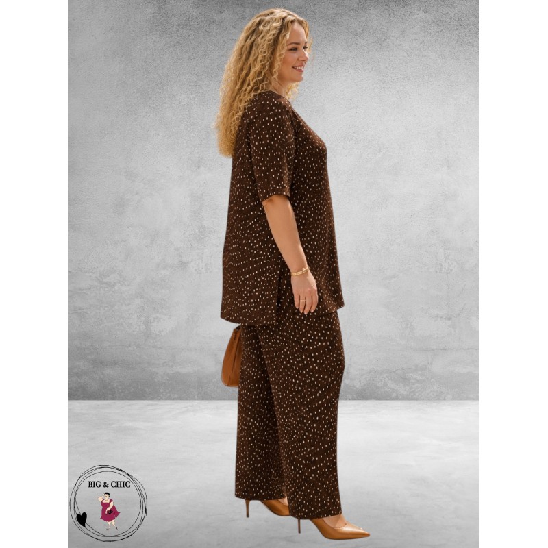Kaffe curve Tuniek Myra Coffee Bean/Ecru Dots