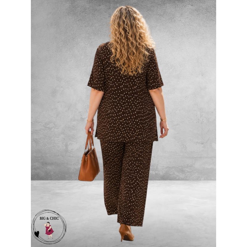 Kaffe curve Tuniek Myra Coffee Bean/Ecru Dots