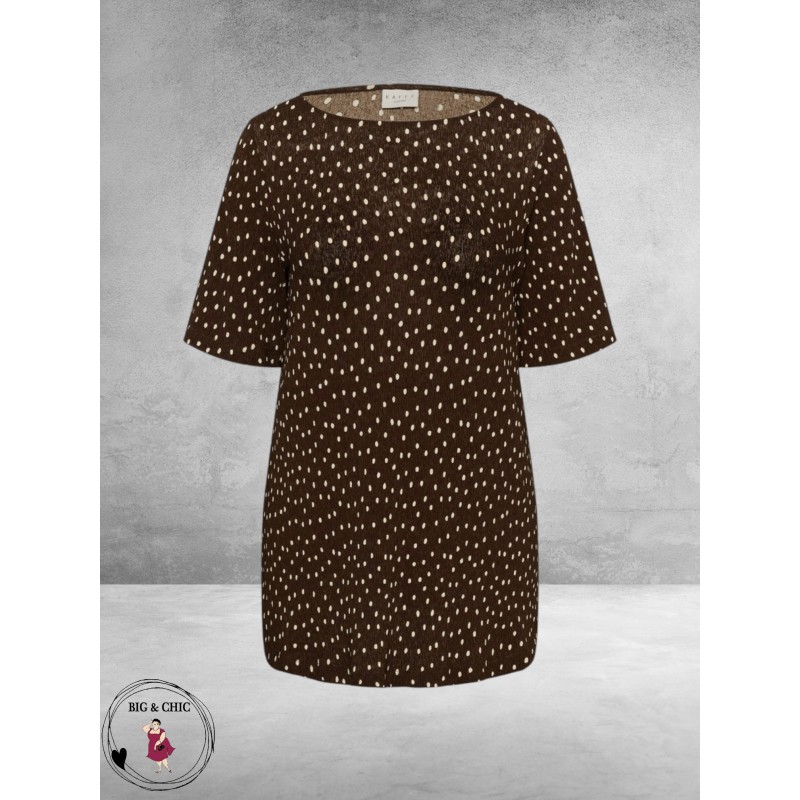 Kaffe curve Tuniek Myra Coffee Bean/Ecru Dots