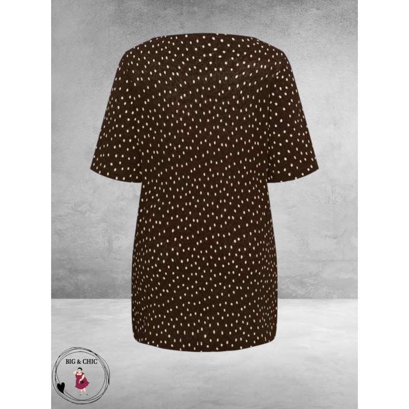 Kaffe curve Tuniek Myra Coffee Bean/Ecru Dots