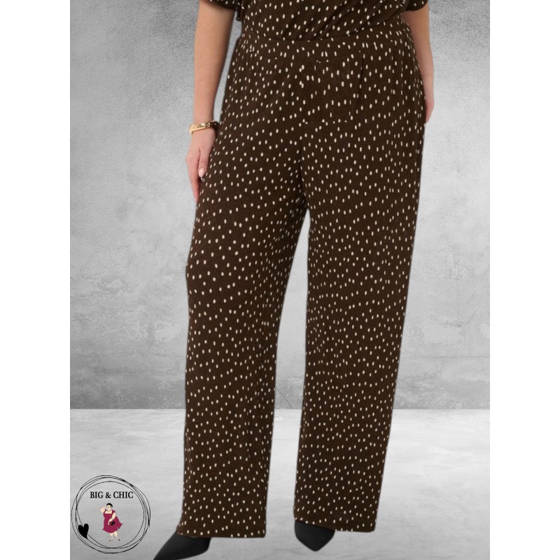 Kaffe curve Broek Myra Coffee Bean/Ecru Dots