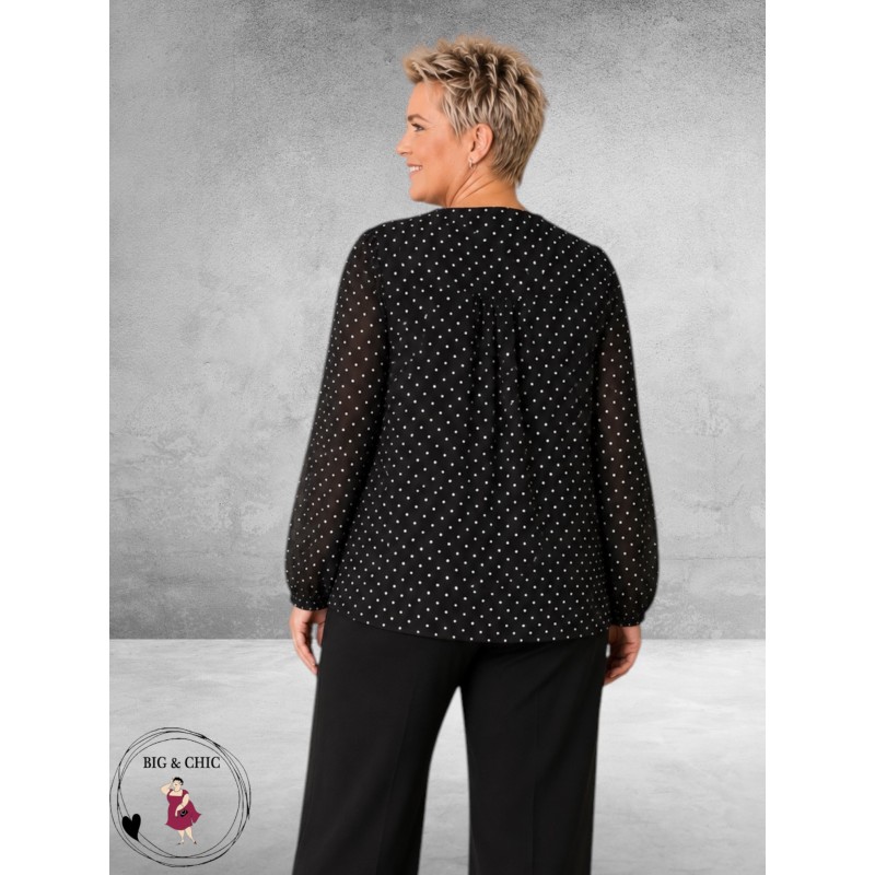 Kaffe Curve Minda Blouse Zwart/Stippen