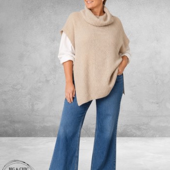 Kaffe Curve Poncho Knit Mala Zand