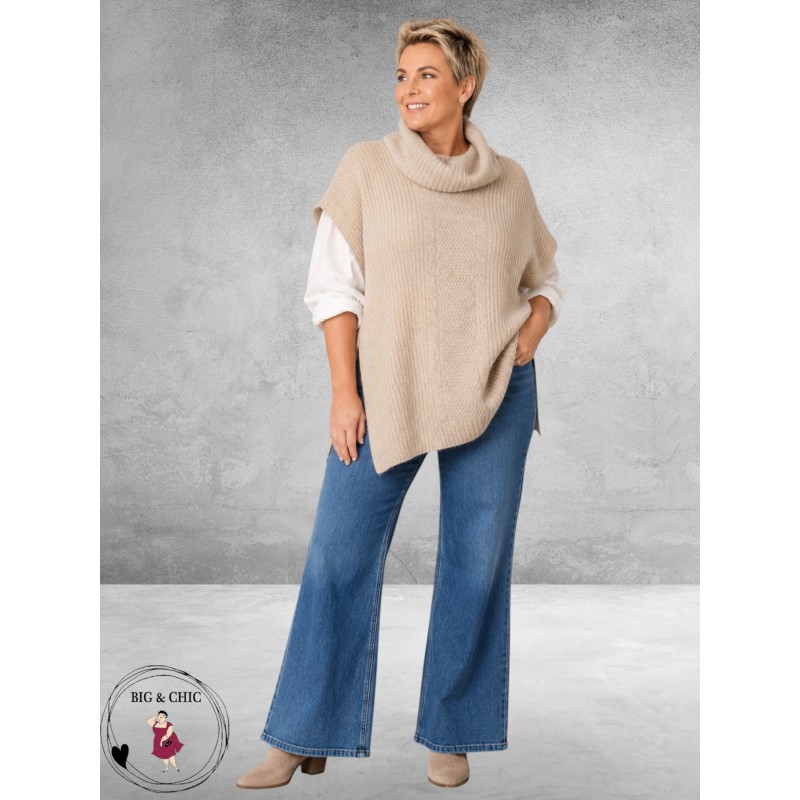 Kaffe Curve Poncho Knit Mala Zand