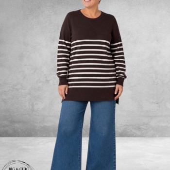 Kaffe Curve Trui Long Liona Fudge/White