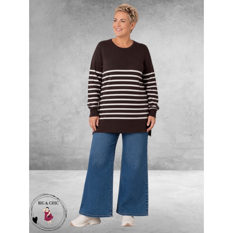 Kaffe Curve Trui Long Liona Fudge/White