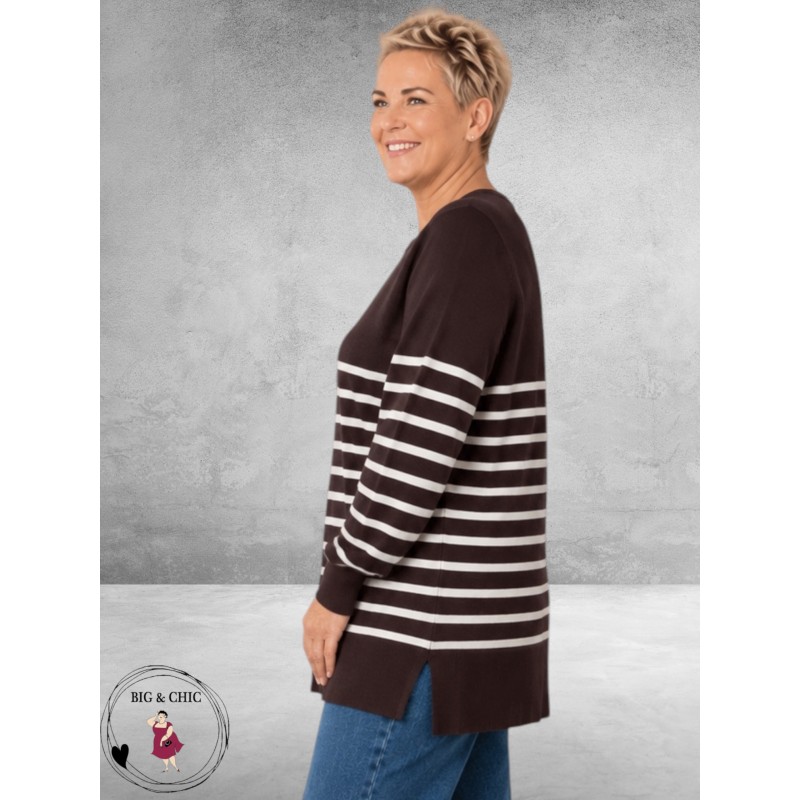 Kaffe Curve Trui Long Liona Fudge/White