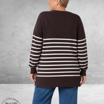 Kaffe Curve Trui Long Liona Fudge/White