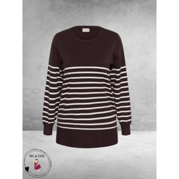 Kaffe Curve Trui Long Liona Fudge/White