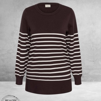 Kaffe Curve Trui Long Liona Fudge/White