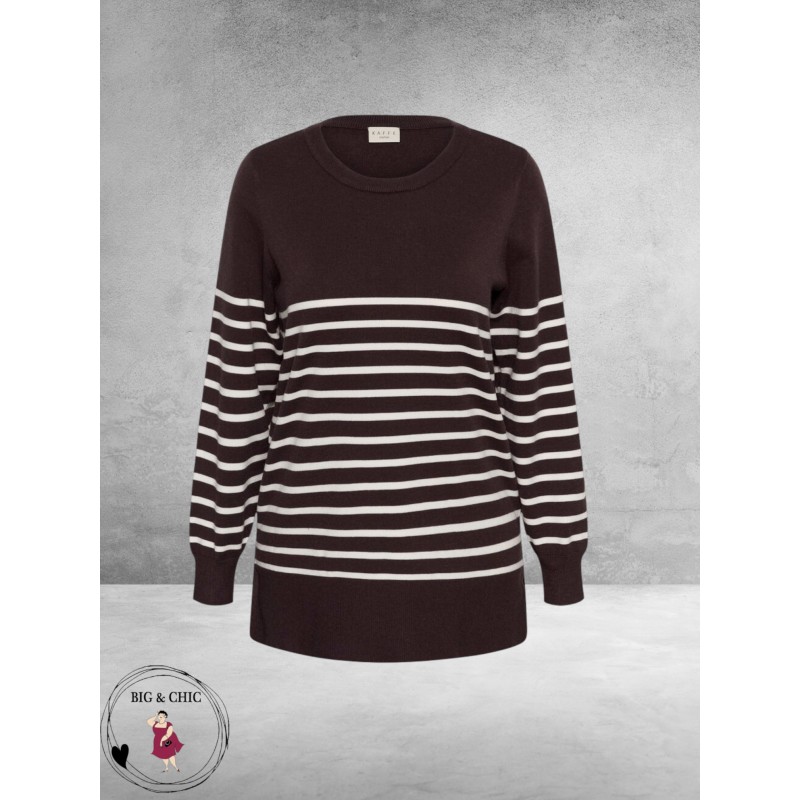 Kaffe Curve Trui Long Liona Fudge/White