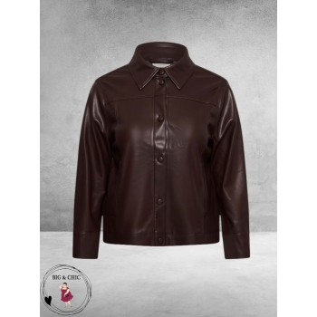 Kaffe Curve Jacket Leerlook Fudge