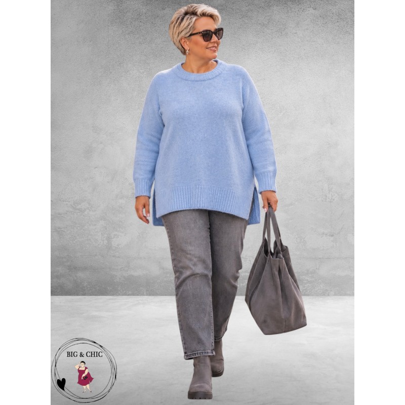KAFFE Curve Trui Hig-Low Provence Melange 