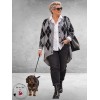 KAFFE Curve Cardigan Grijs/Zwart/Ruit