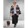 KAFFE Curve Cardigan Grijs/Zwart/Ruit