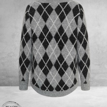 KAFFE Curve Cardigan Grijs/Zwart/Ruit