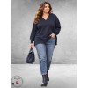 MAY GEM Sweater V-Hals Destroyed Blauw