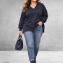 MAY GEM Sweater V-Hals Destroyed Blauw
