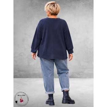 MAY GEM Sweater V-Hals Destroyed Blauw