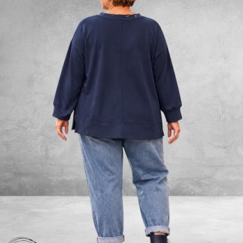 MAY GEM Sweater V-Hals Destroyed Blauw