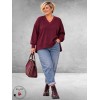 MAY GEM Sweater V-Hals Destroyed Bordeaux
