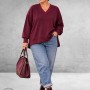 MAY GEM Sweater V-Hals Destroyed Bordeaux