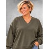 MAY GEM Sweater V-Hals Destroyed Olijf