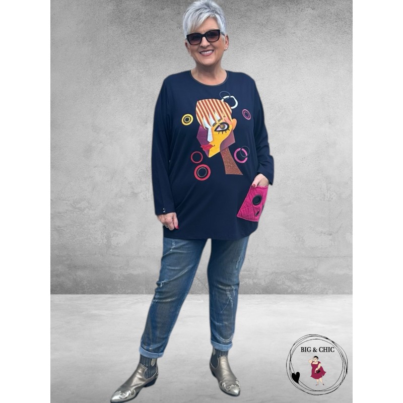 MAXLIVE Shirt Blauw Gezicht