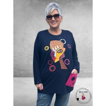 MAXLIVE Shirt Blauw Gezicht