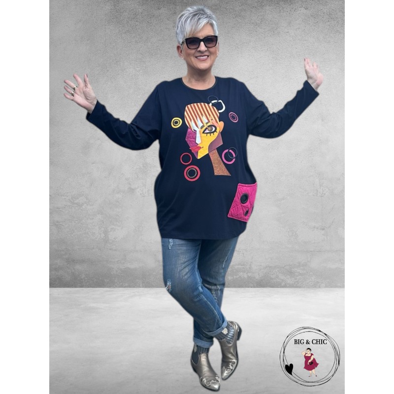 MAXLIVE Shirt Blauw Gezicht