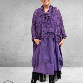 Moonshine Kanten Shirt Lila Oversized