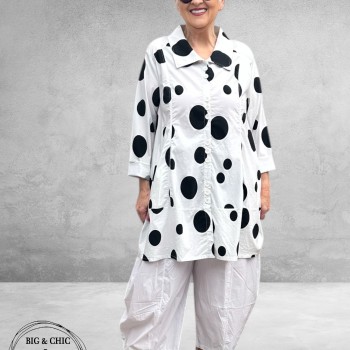 Moonshine  Jasje/Blouse Ballon Wit Dots