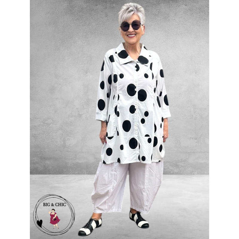 Moonshine  Jasje/Blouse Ballon Wit Dots