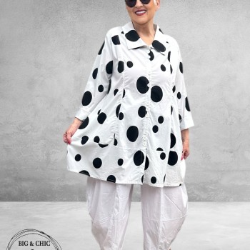 Moonshine  Jasje/Blouse Ballon Wit Dots