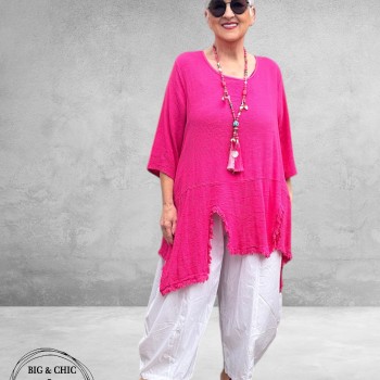 Moonshine Tuniek Rafelrand Pink