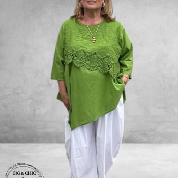 Moonshine Tuniek Linnen Groen Borduursel 