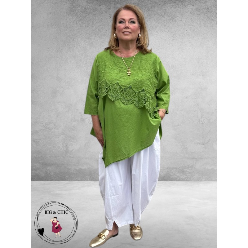 Moonshine Tuniek Linnen Groen Borduursel 