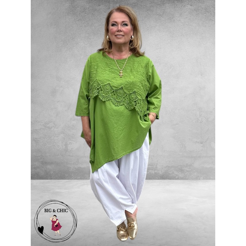 Moonshine Tuniek Linnen Groen Borduursel 