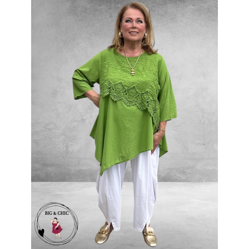 Moonshine Tuniek Linnen Groen Borduursel 