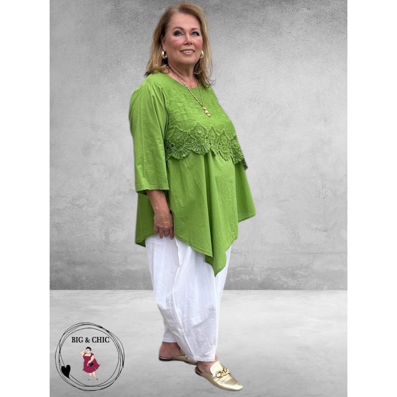 Moonshine Tuniek Linnen Groen Borduursel 