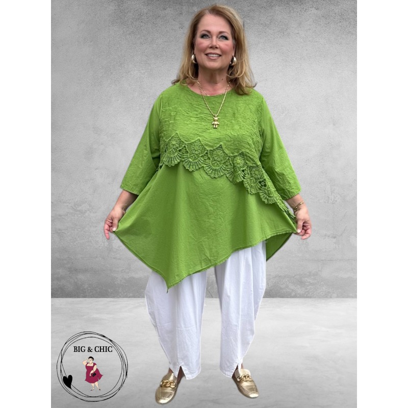 Moonshine Tuniek Linnen Groen Borduursel 